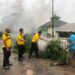 Polisi dan Masyarakat Desa Mukti Jaya Kolaborasi Bersihkan Lingkungan