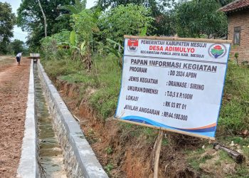 Berkat Dana Desa, Genangan Air di Bahu Jalan Raib