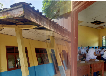 Lubang Tak Bertuan di Atap Plafon SMP Negeri 1 Waway Karya