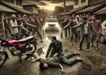 Ilustrasi maling motor babak belur